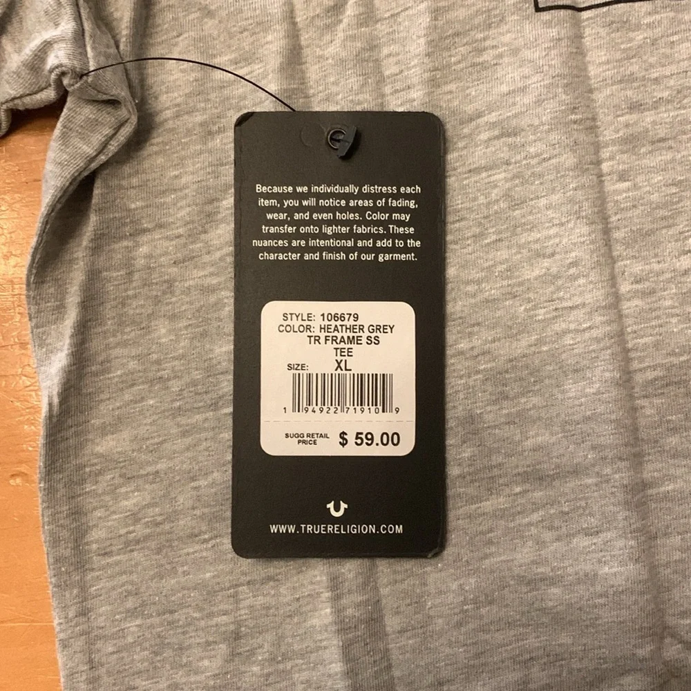 NWT- True Religion- Grey- XL- Logo Tee